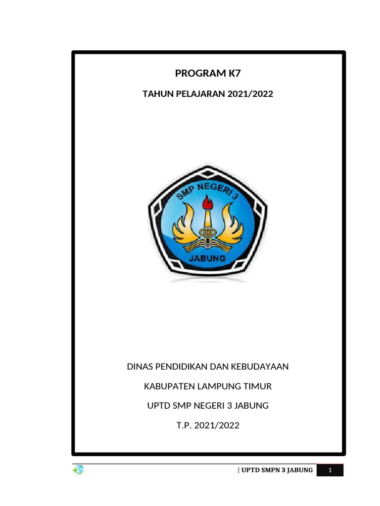 Program 7K UPTD SMPN 3 Jabung 2021 | PDF