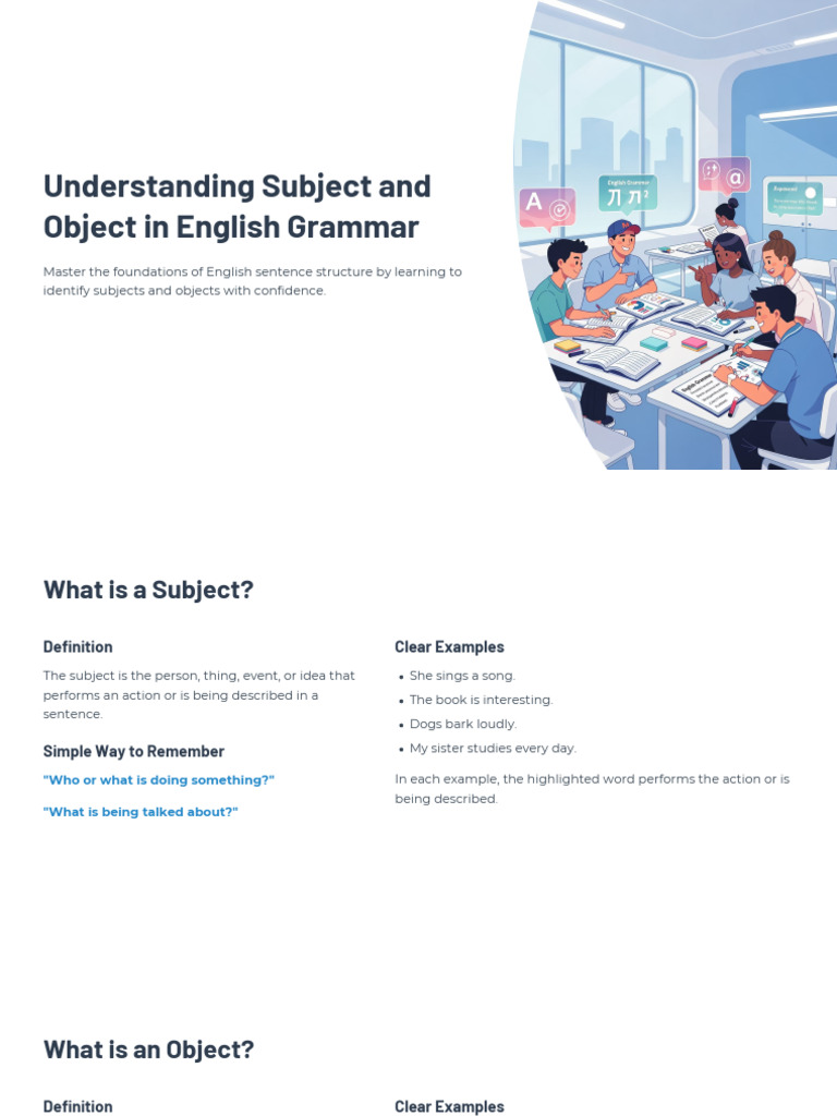 Subject and Object in English Grammar | PDF | Subject (Grammar ...