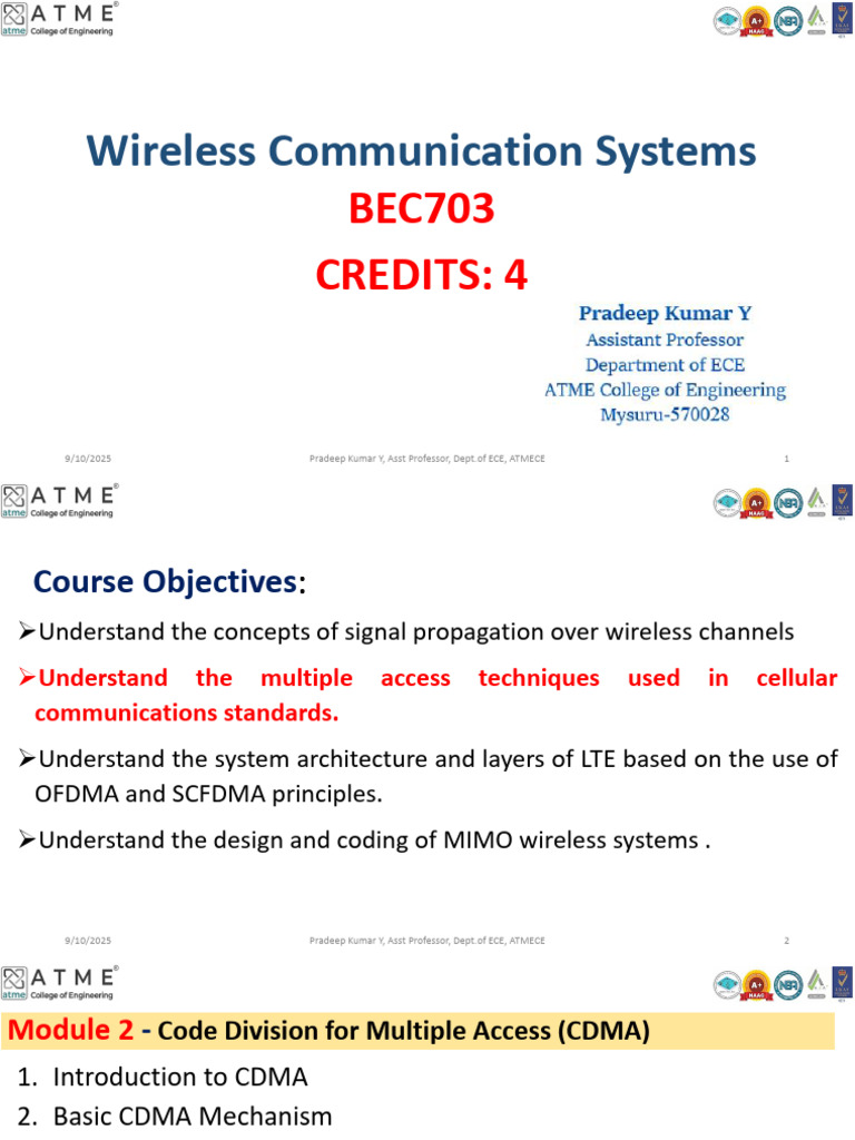 Wireless Communication Systems Overview | PDF | Channel Access Method ...