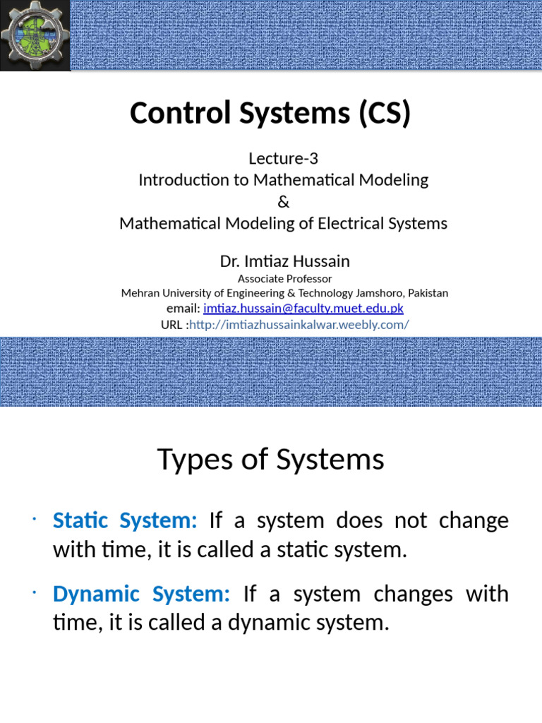 Mathematical Modeling in Control Systems | PDF | Mathematical Model ...