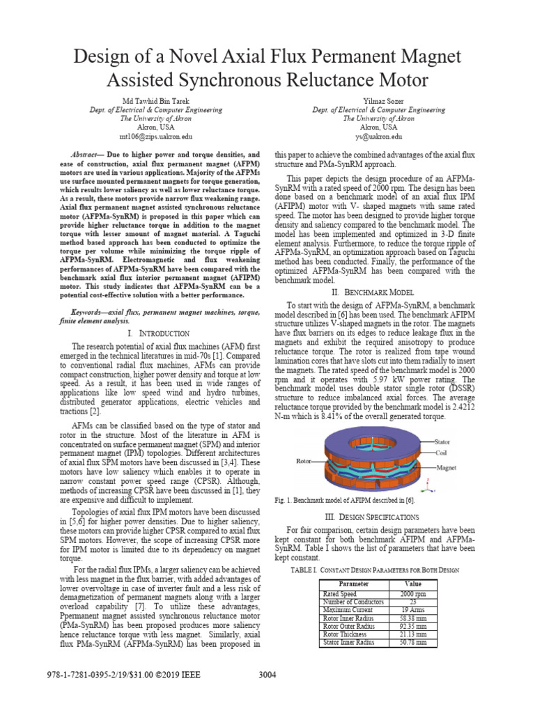 Axial Flux PM Assisted Synchronous Motor Design | PDF | Electric Motor ...
