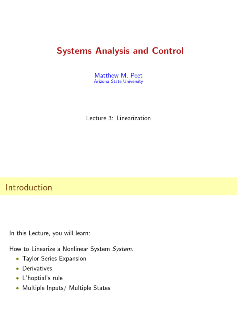 Linearization of Nonlinear Systems | PDF | Nonlinear System ...