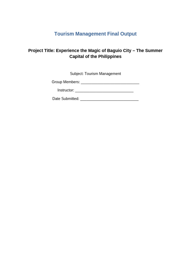 Promote Baguio City Tourism Strategies | PDF | Tourism | Recreation