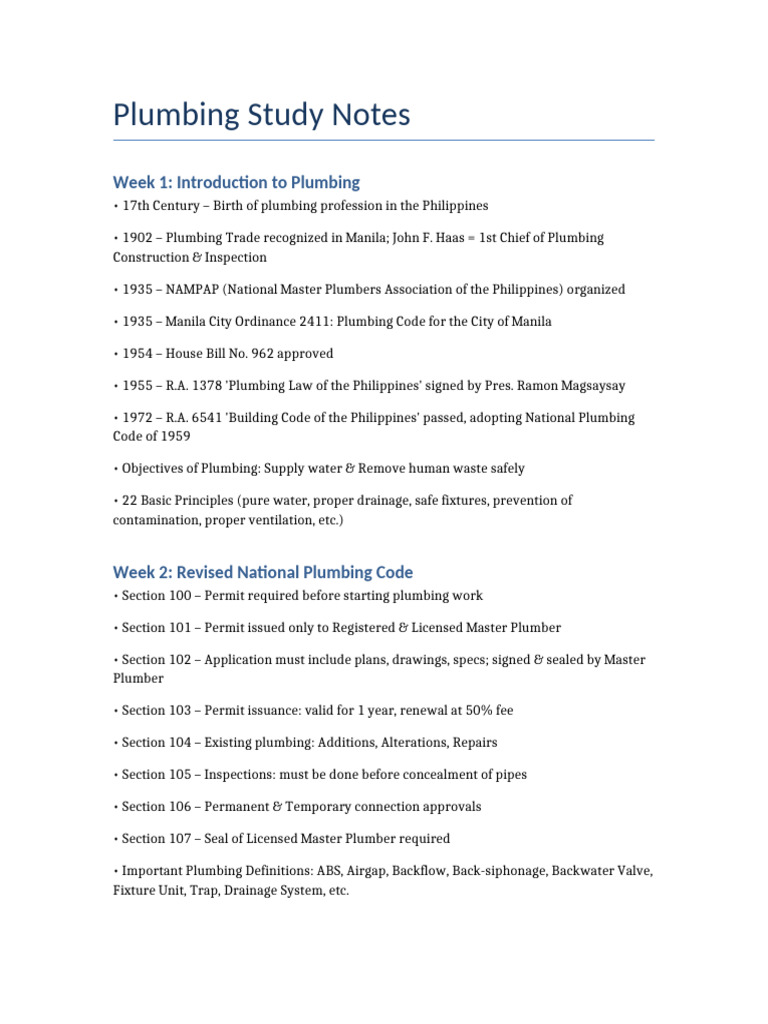 Comprehensive Plumbing Study Guide | PDF