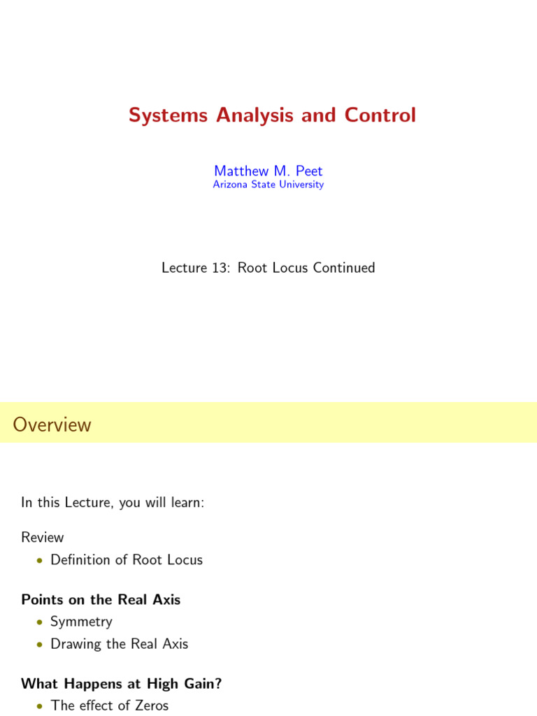 Root Locus Analysis in Control Systems | PDF | Mathematical Physics ...
