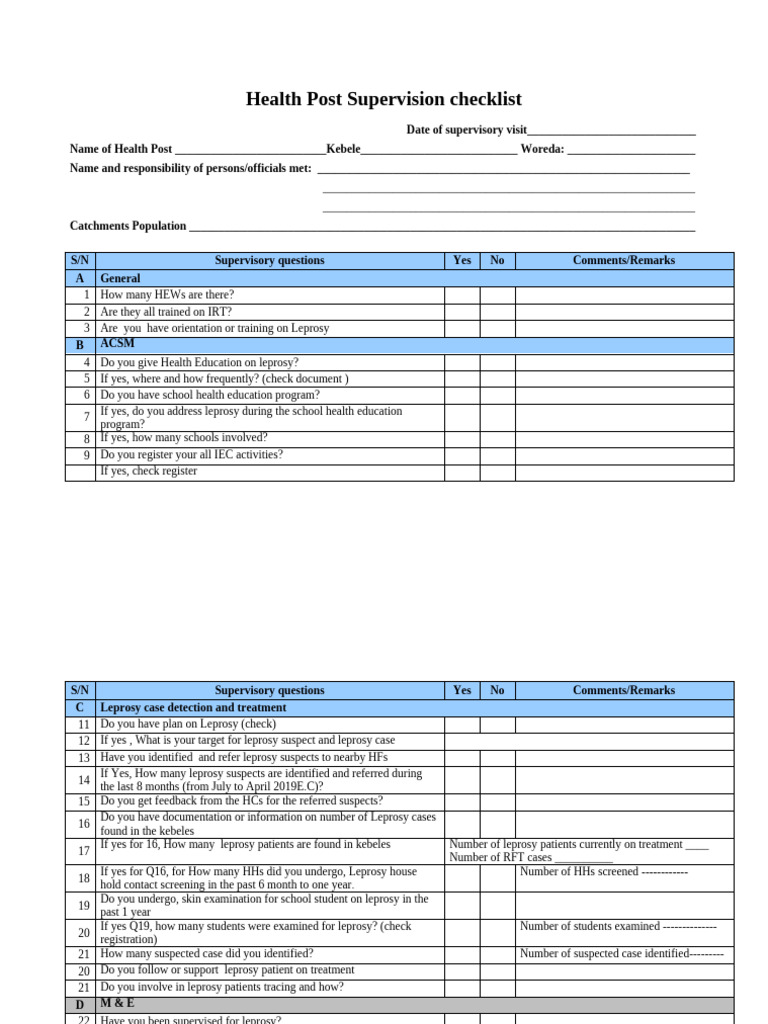 2)HP Checklist | PDF | Medicine | Health Care