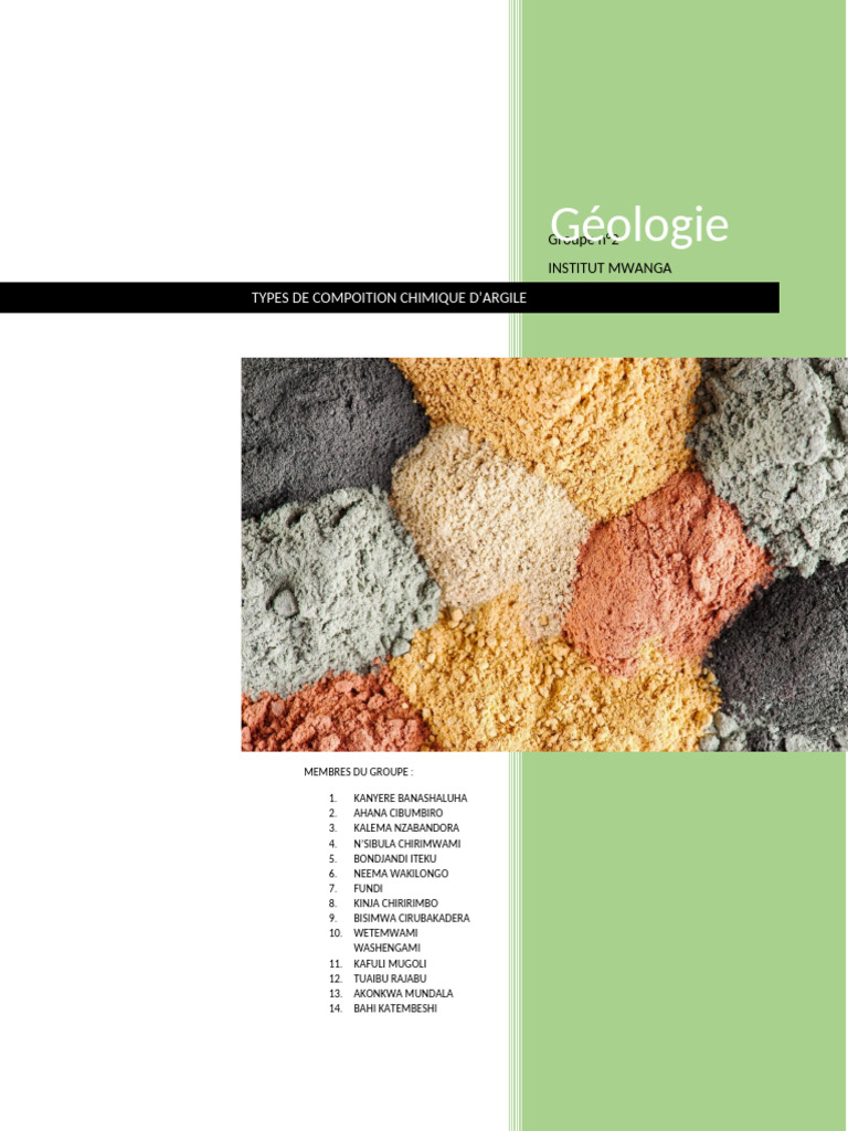 Composition et types d'argiles en géologie | PDF | Fer | Argile