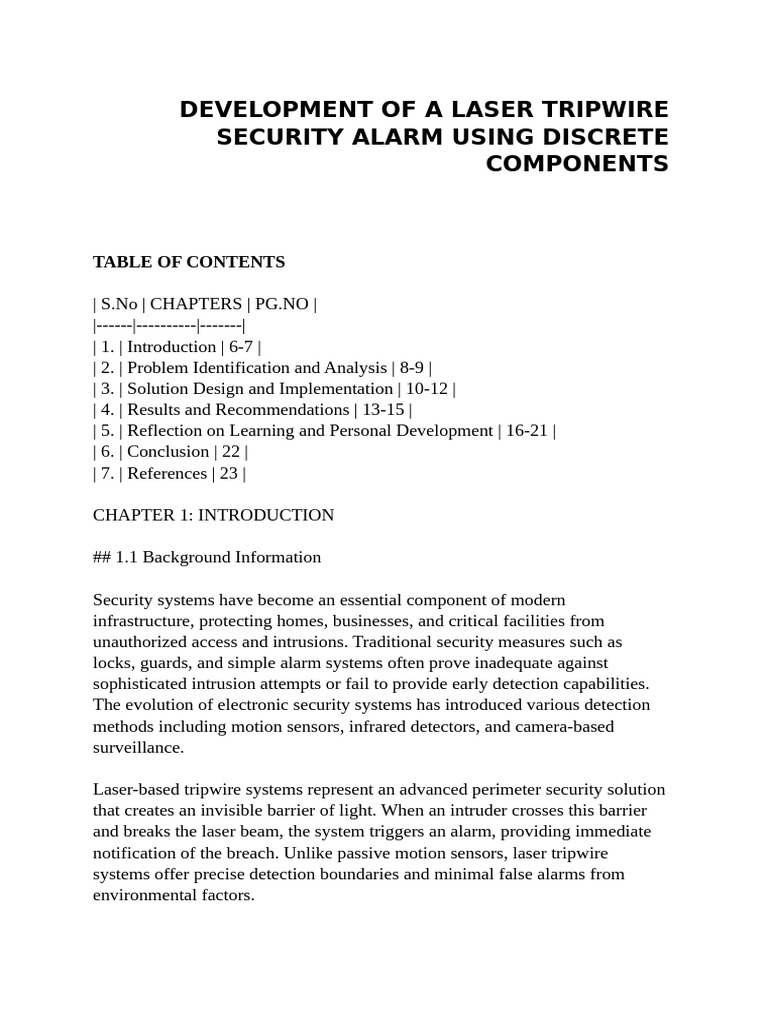 BEEE CAPSTONE PROJECT | PDF | Amplifier | Security Alarm
