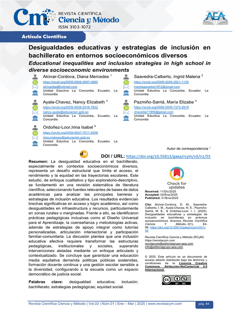 Desigualdades educativas y inclusión en bachillerato | PDF | Inclusión ...