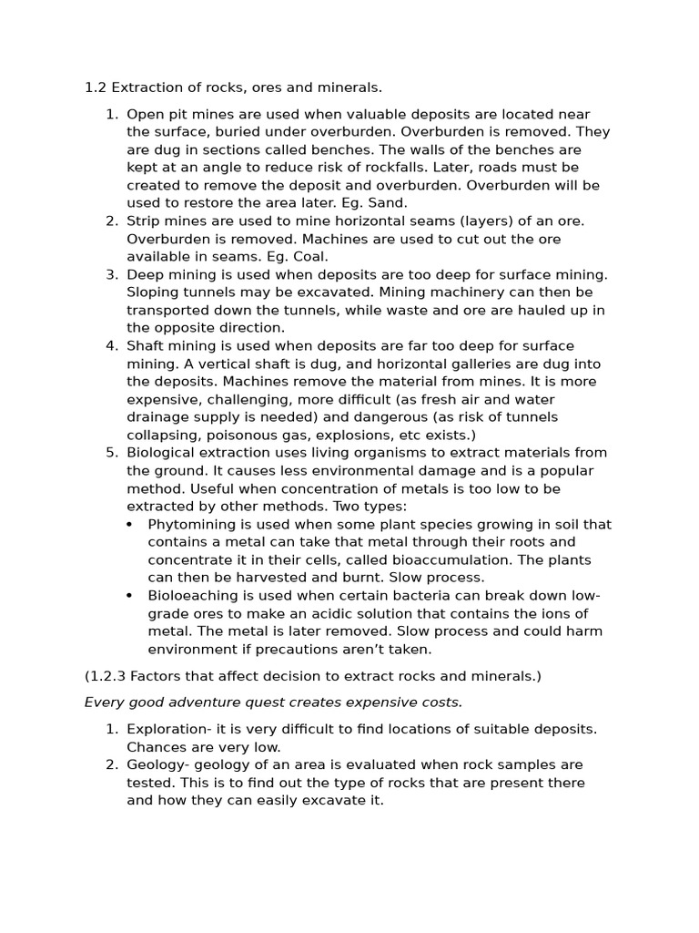 Mining Methods and Environmental Impacts | PDF | Mining | Coal Mining