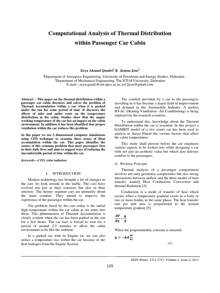 Thermal Distribution in Car Cabin Analysis | PDF | Heat Transfer | Heat