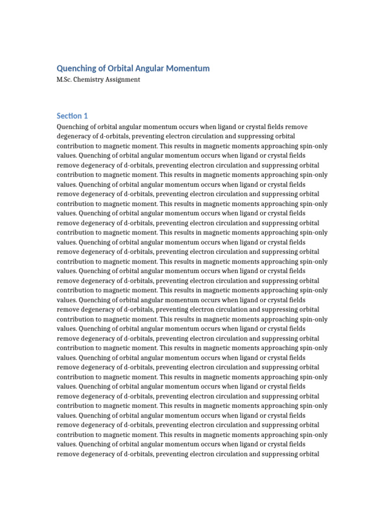 Quenching of Orbital Angular Momentum | PDF | Atomic Orbital | Electron