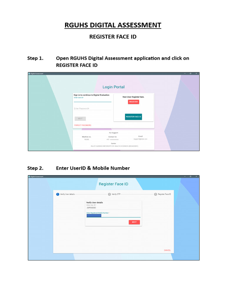 RGUHS Face ID Registration Guide | PDF