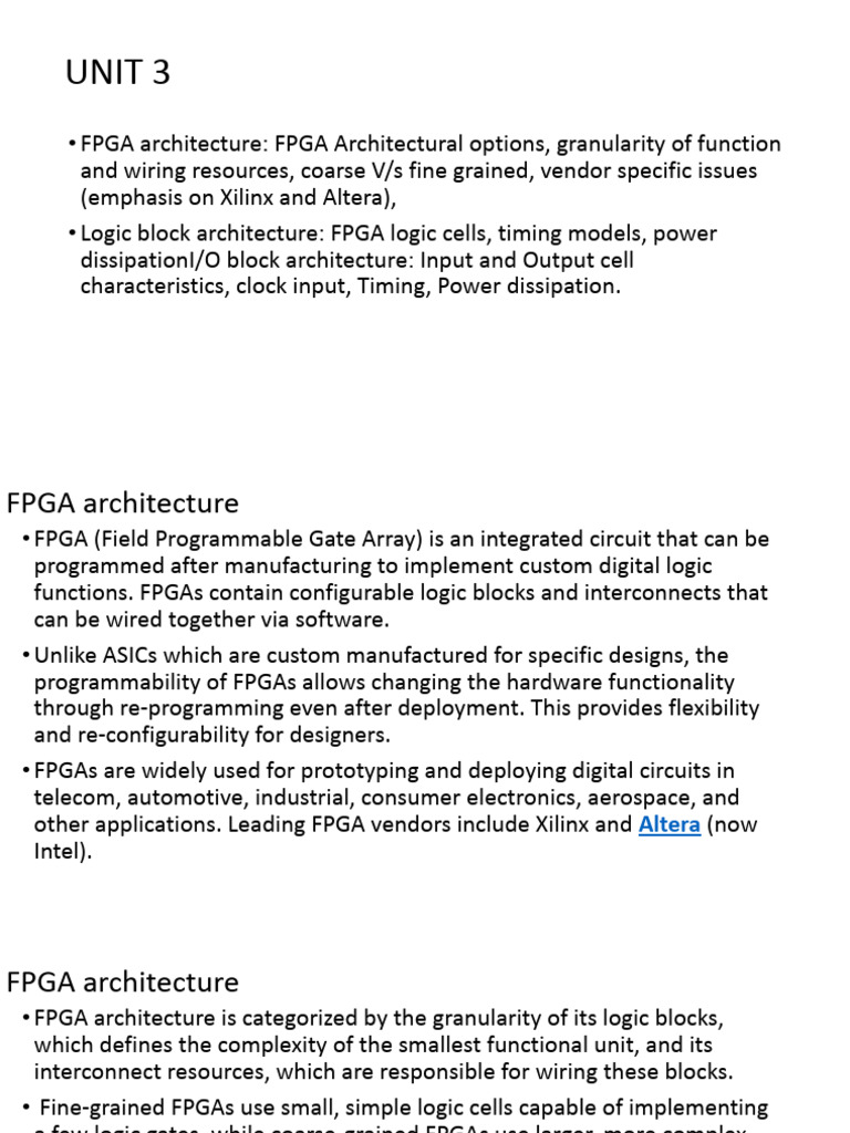 FPGA Architecture and Vendor Insights | PDF | Field Programmable Gate ...