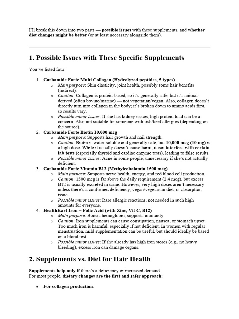 Supplement Risks and Diet for Hair Health | PDF | Dietary Supplements ...