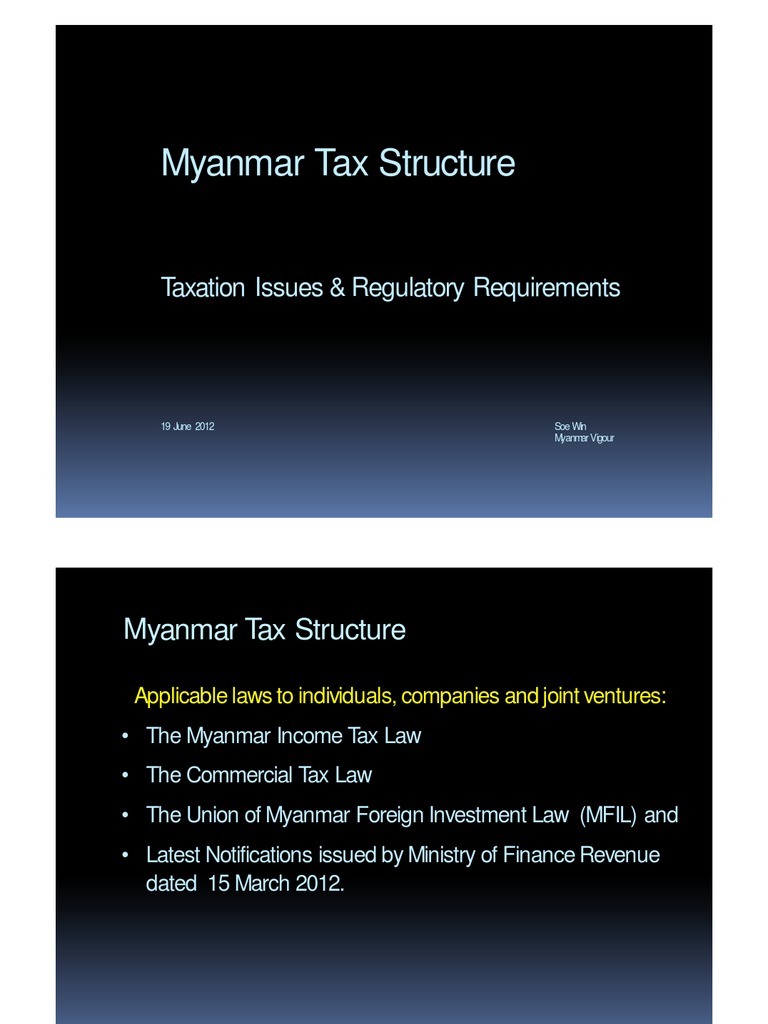 Myanmar Tax Structure PDF Capital Gains Tax Taxes