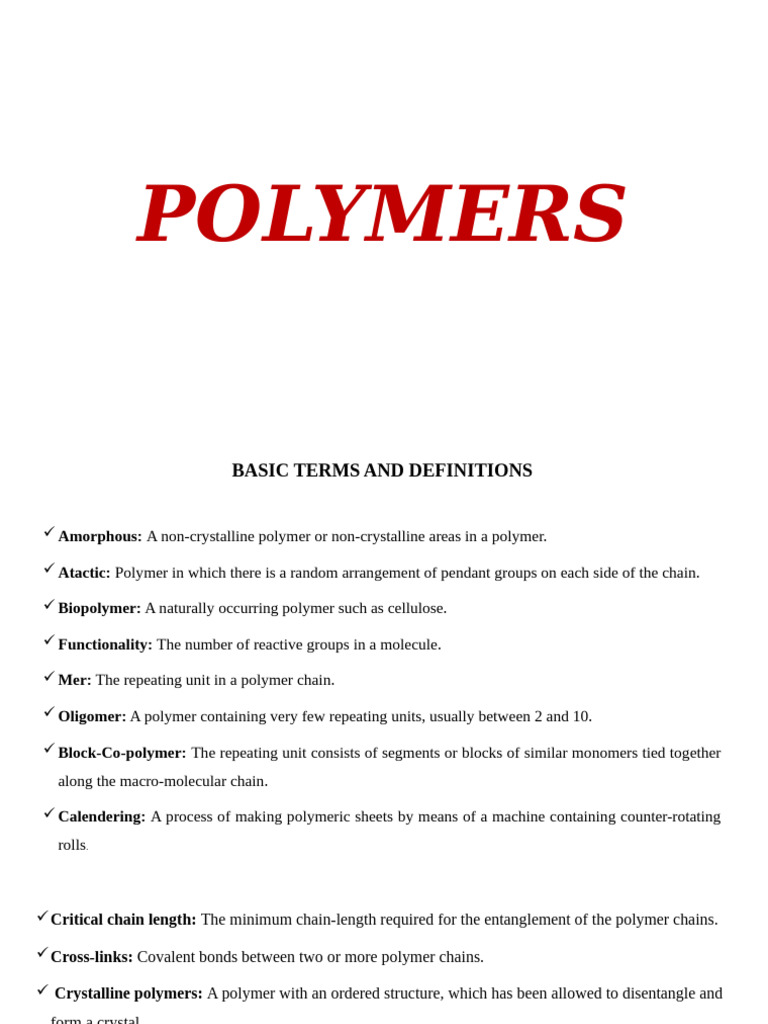 Essential Polymer Terms and Definitions | PDF | Fracture | Polymers
