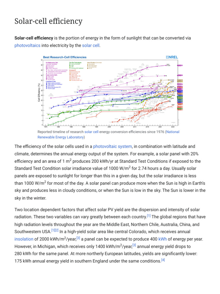 Solar Cell Efficiency Overview | PDF | Solar Cell | Photovoltaics