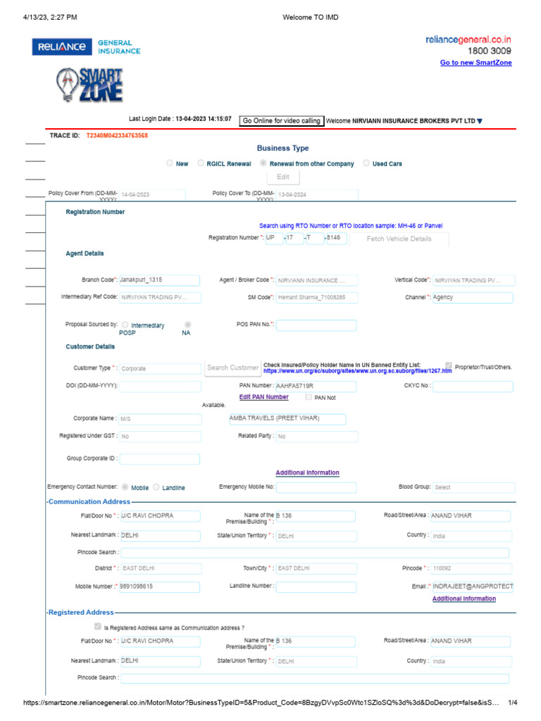 IMD Motor Insurance Policy Details | PDF | Land Vehicles | Transport