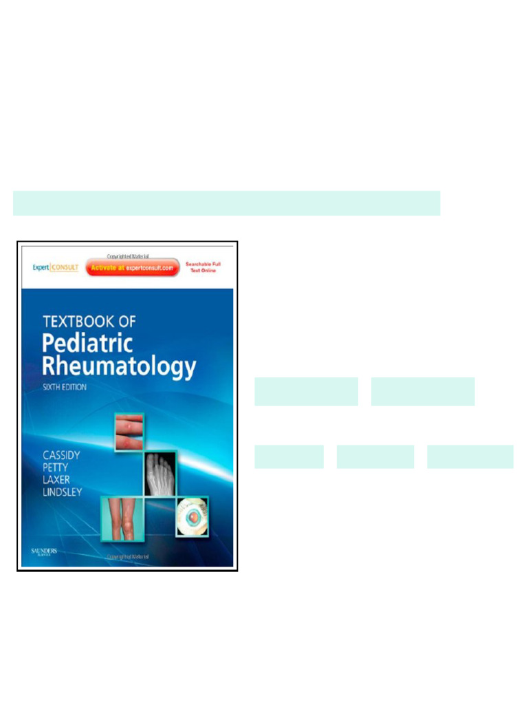 Textbook of Pediatric Rheumatology 6th Edition James T. Cassidy Md ...