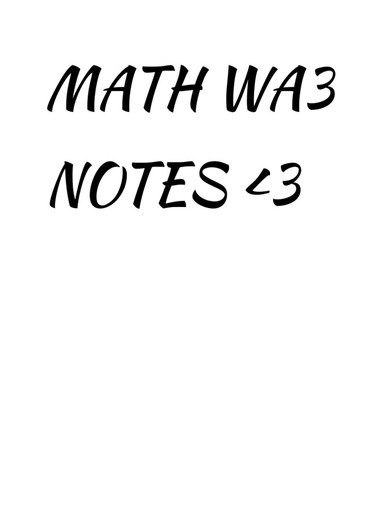 Math Wa3 Notes _3 | PDF