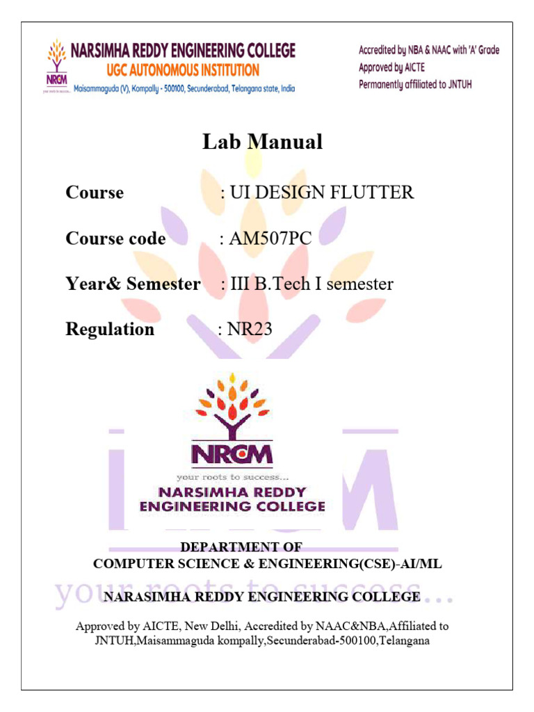 Flutter UI Design Lab Manual | PDF | Computing | Computer Programming