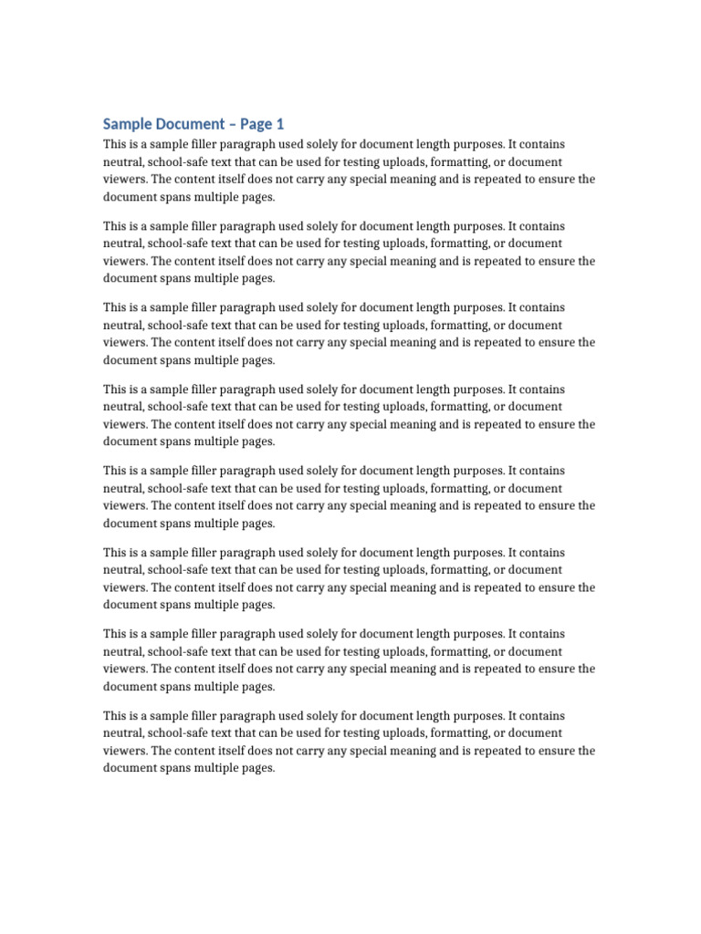 Sample Document for Testing Formats | PDF | Paragraph | Text