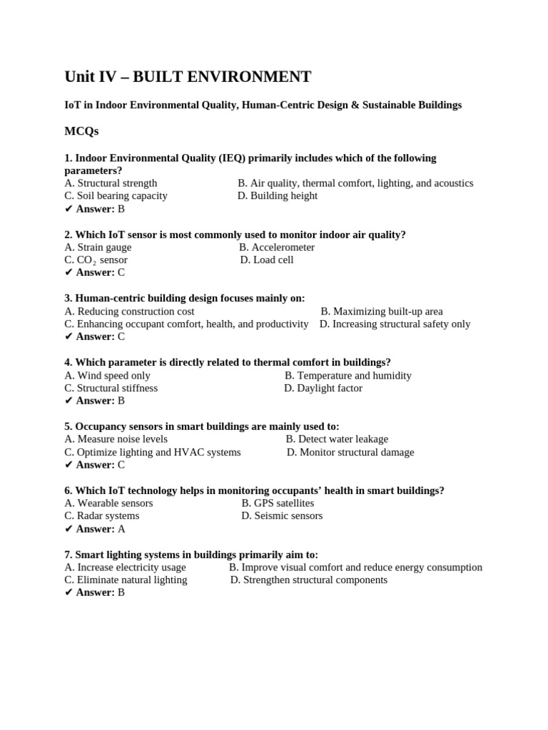 Unit -4 Question Bank | PDF | Green Building | Internet Of Things