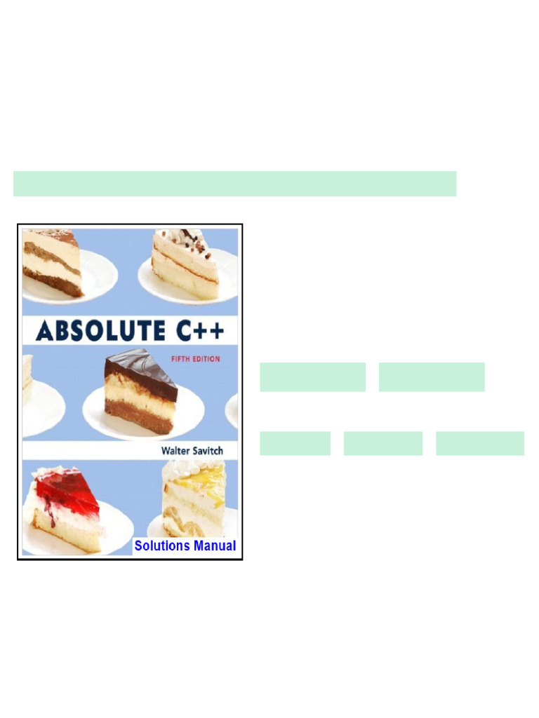 Absolute C++ 5th Edition Savitch Solutions Manual No Waiting Time | PDF ...