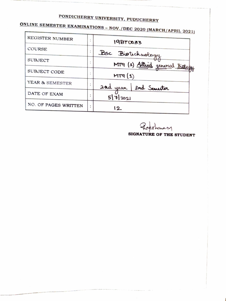 Pondicherry University Exam Details | PDF