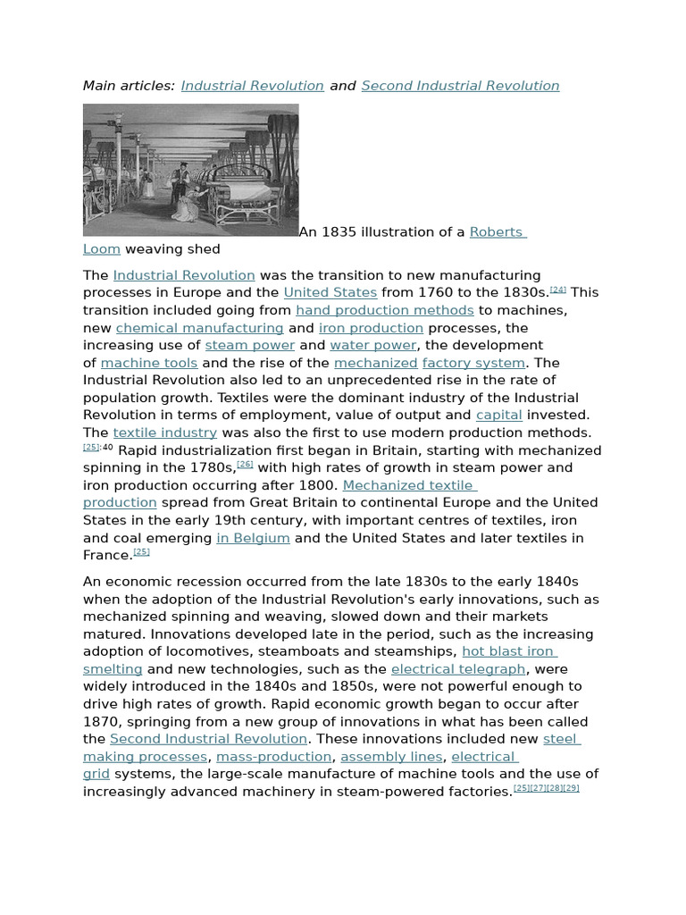 Industrial Revolution and Textile Innovations | PDF | Mass Production ...
