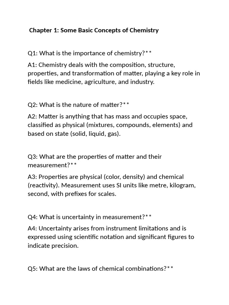 CHEMISTRY Q N A | PDF | Chemical Bond | Periodic Table