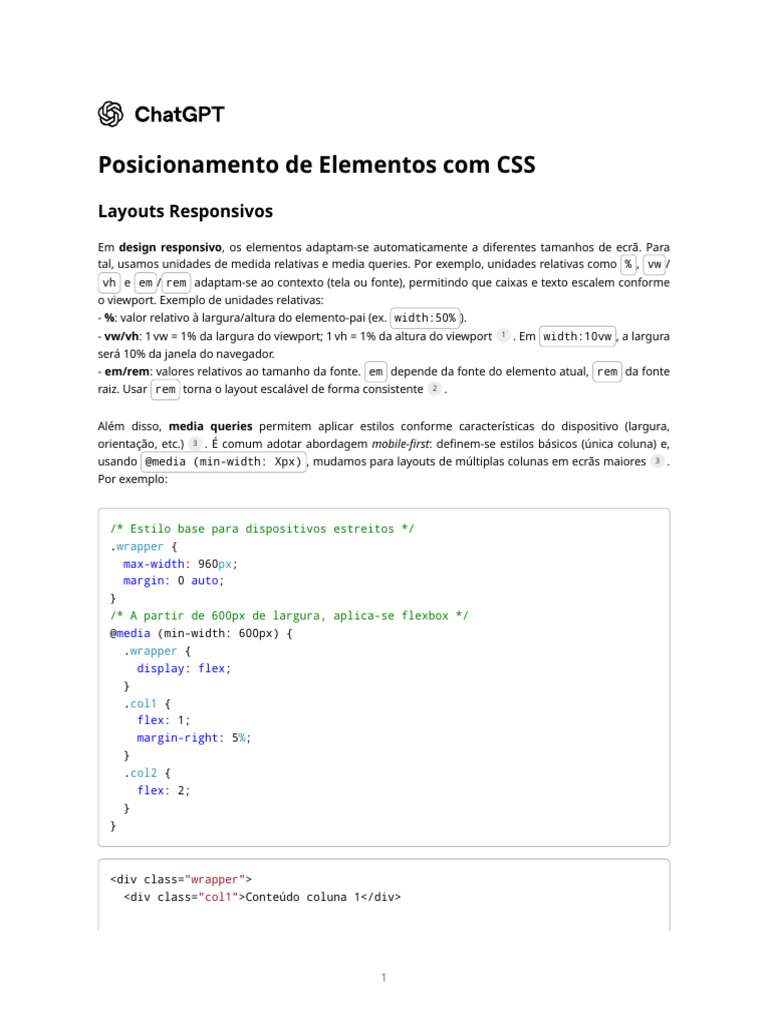 Posicionamento e Layouts com CSS | PDF | Sites | Designer de Web