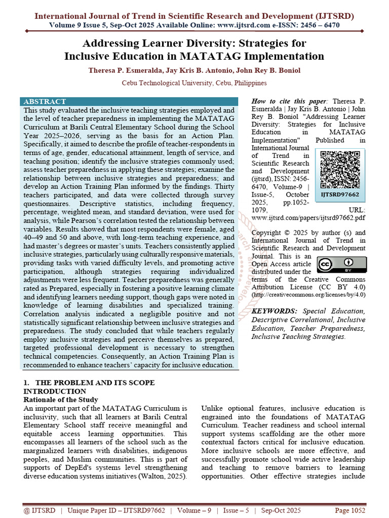 Inclusive Education Strategies in MATATAG | PDF | Inclusion (Education ...