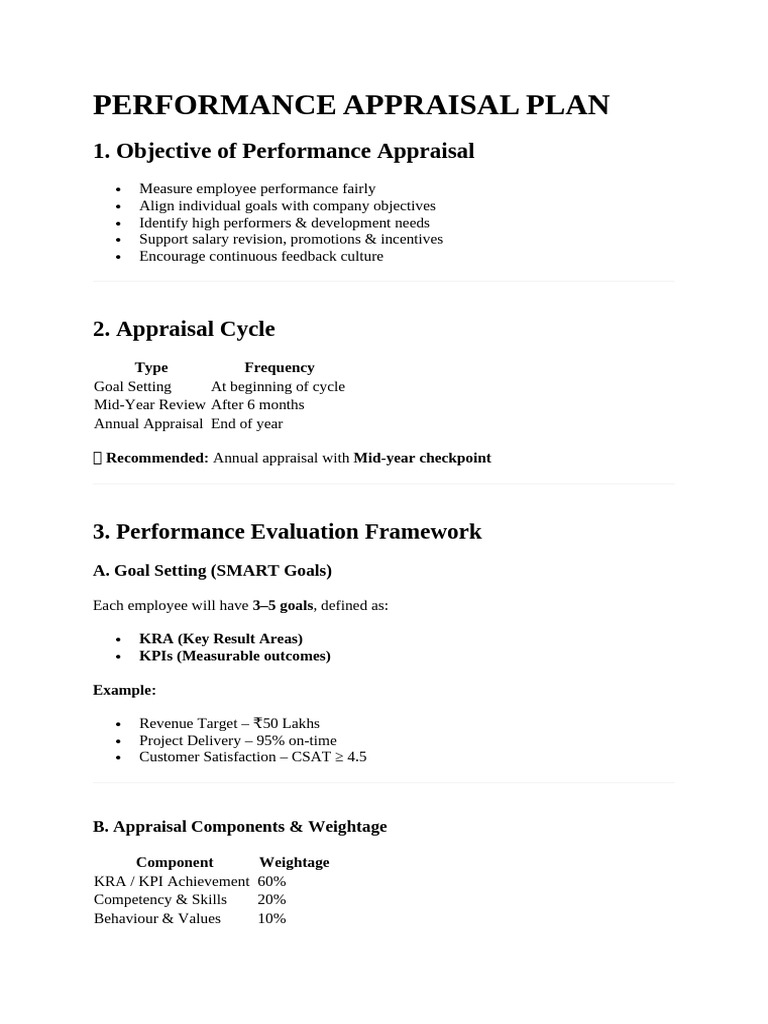 Performance Appraisal Plan Overview | PDF | Performance Appraisal | Goal