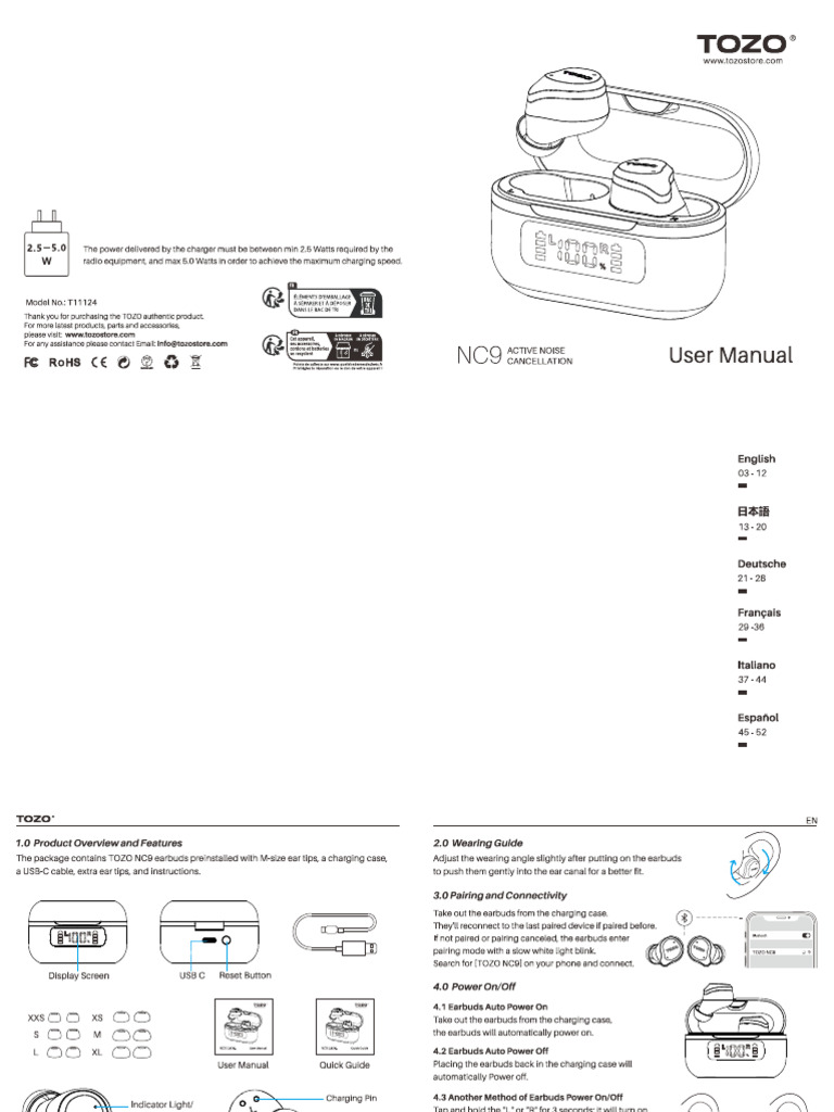 TOZO NC9 (New) User Manual | PDF