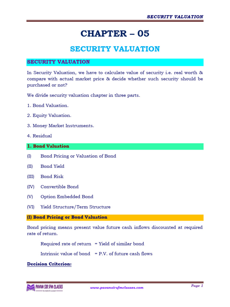 Security Valuation Techniques Explained | PDF | Bonds (Finance) | Yield ...