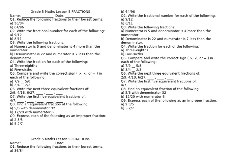 Grade 5 Maths: Understanding Fractions | PDF | Mathematics | Discrete ...