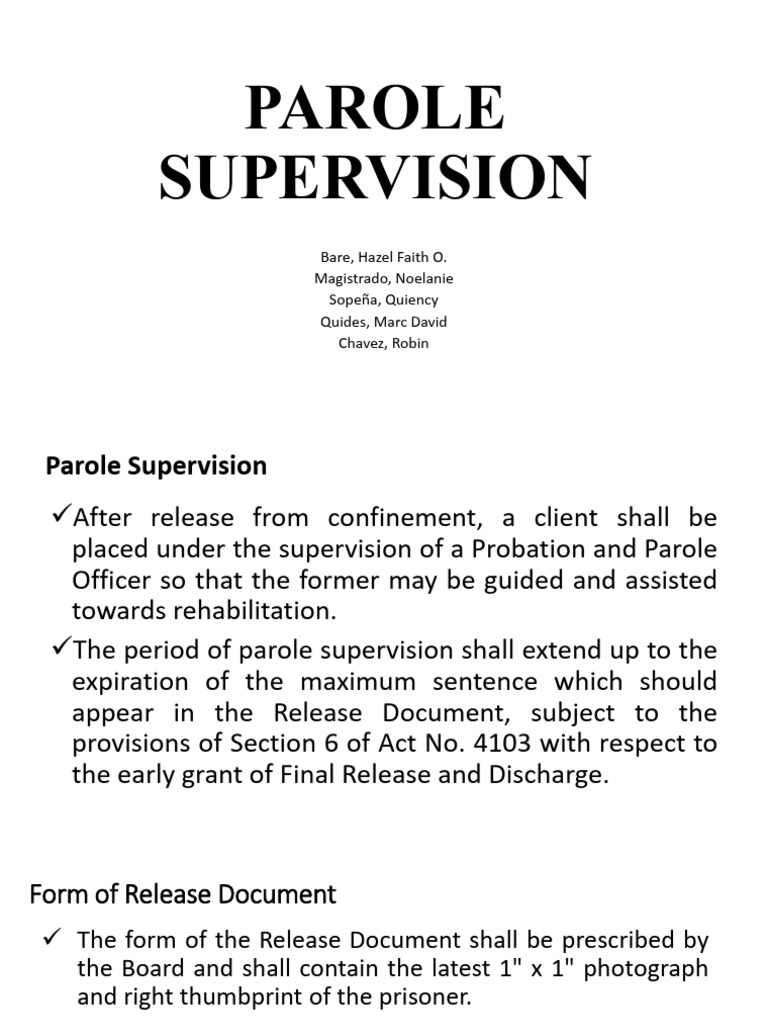 Parole Supervision | PDF | Parole | Probation