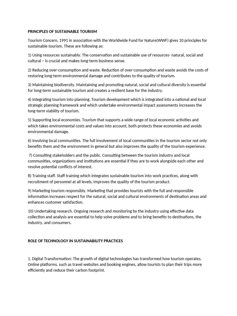 10 Principles of Sustainable Tourism | PDF | Sustainability | Tourism