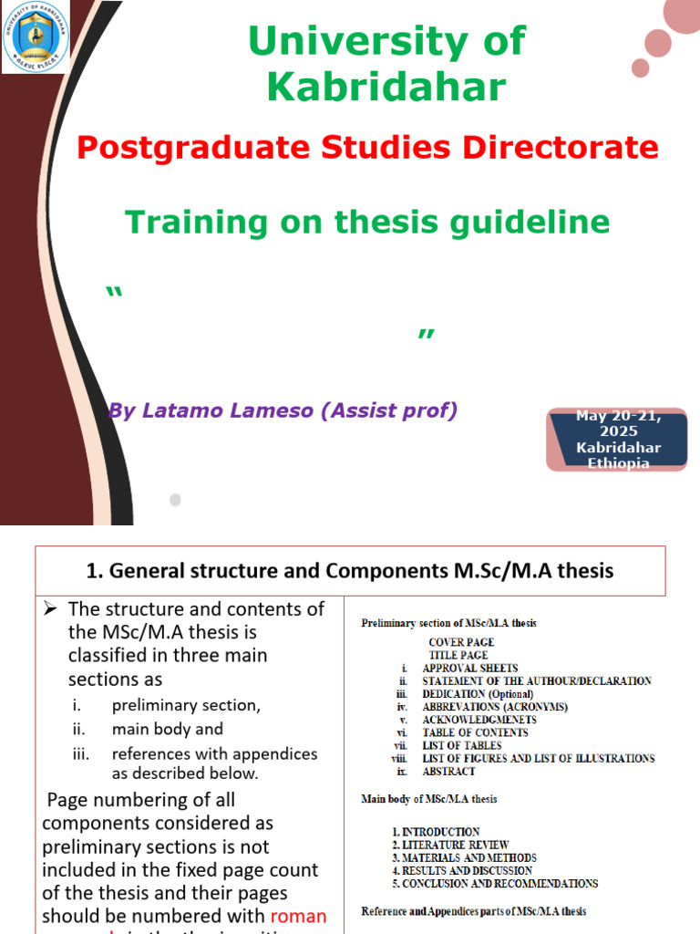 Thesis Guidelines Training Overview | PDF | Thesis | Written Communication