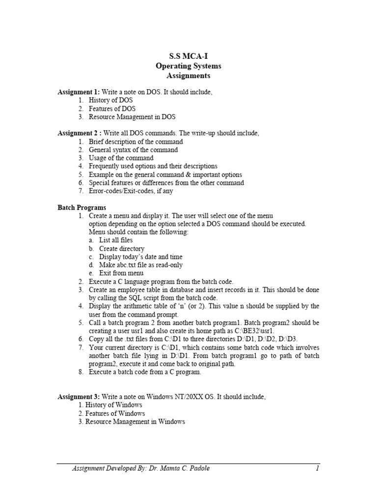Comprehensive Guide to DOS and Linux Assignments | PDF | Computer File ...