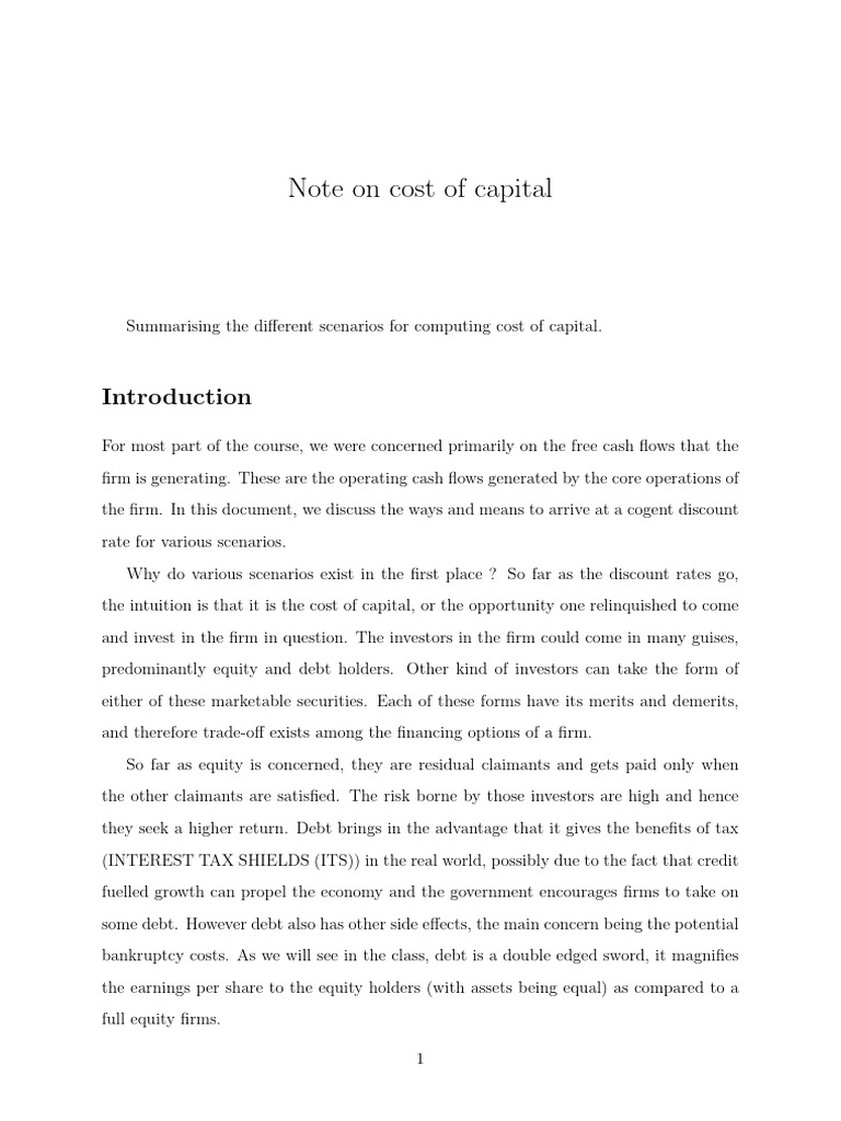 Cost of Capital Scenarios Explained | PDF | Cost Of Capital | Capital ...