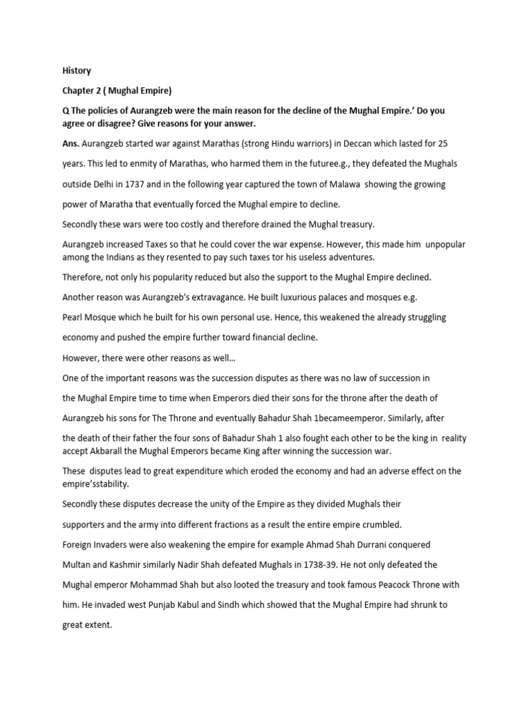Decline of the Mughal Empire Explained | PDF | Mughal Empire | East ...