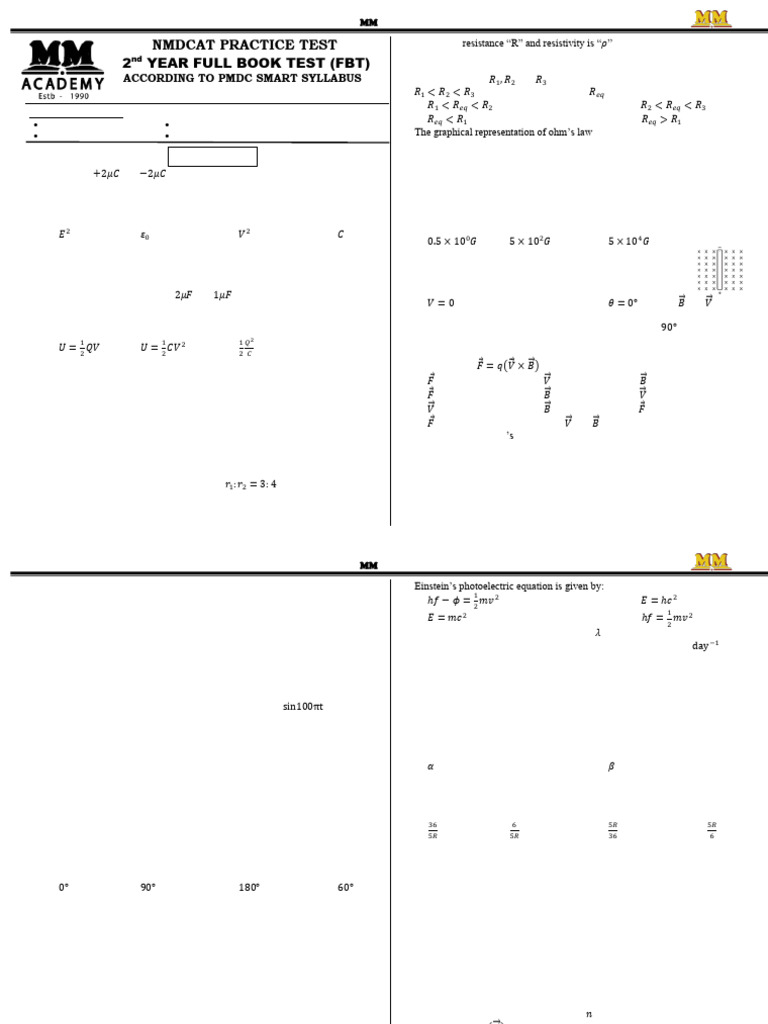 NMDCAT 2023 Physics Practice Test | PDF | Radioactive Decay | Spectral Line