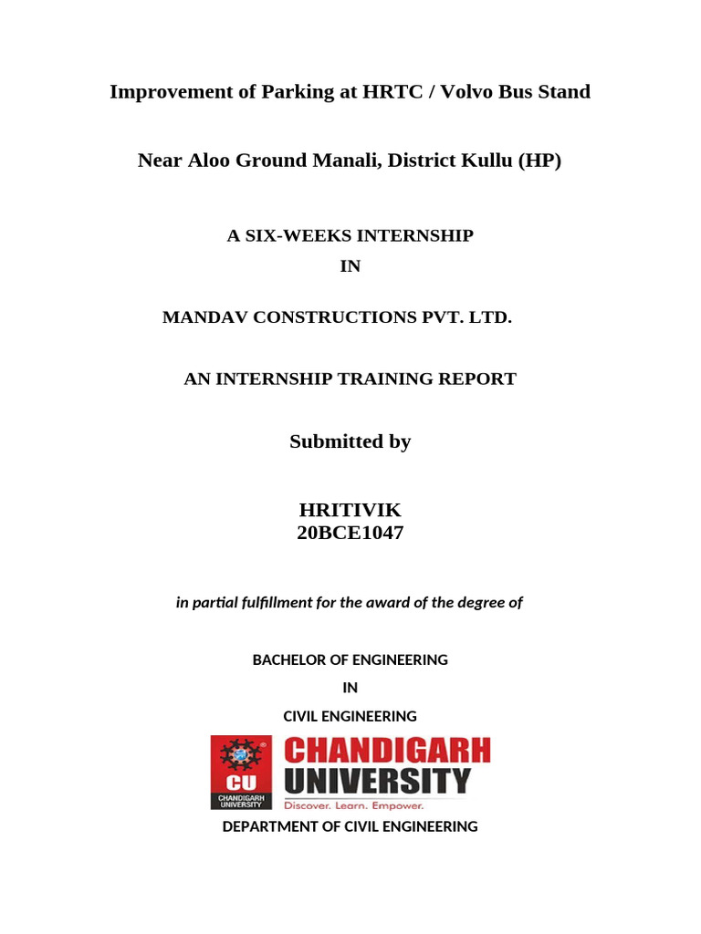 Parking Improvement Project Report Manali | PDF | Concrete | Drainage