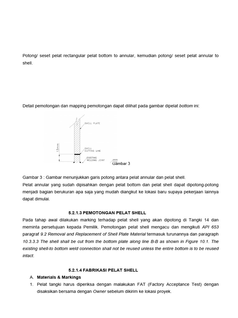 Pemotongan dan Fabrikasi Pelat Shell Tangki | PDF
