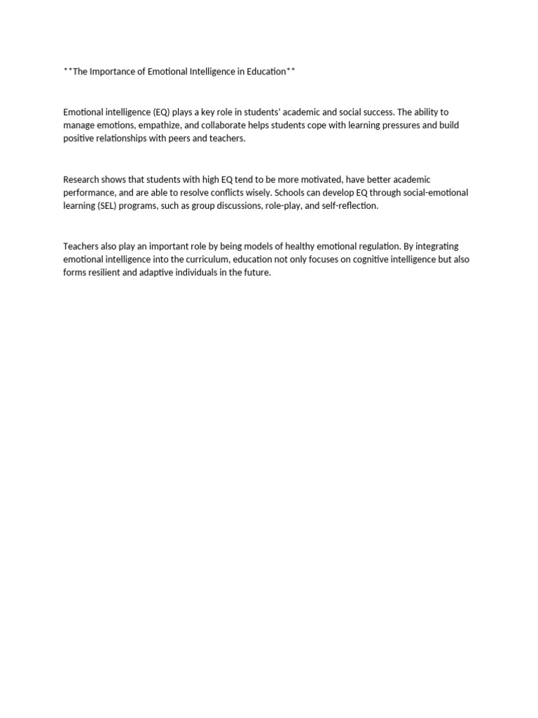 The Importance of Emotional Intelligence in Education | PDF
