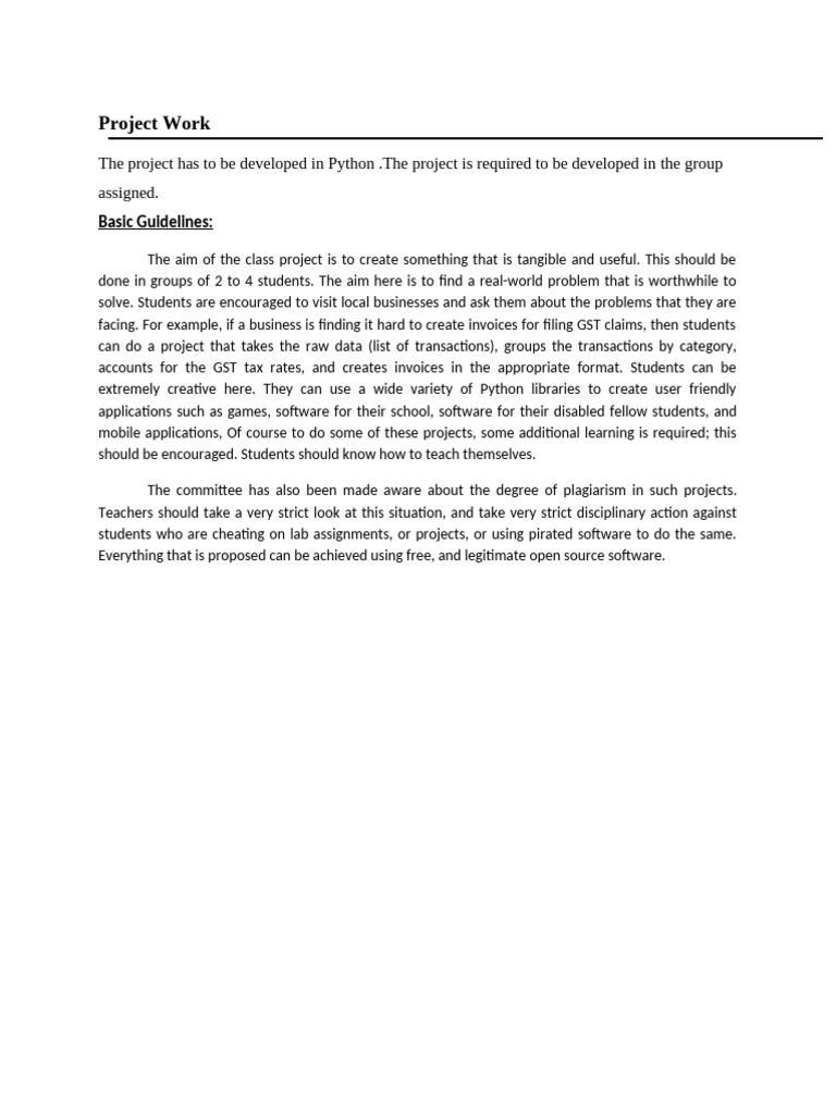 Python Group Project Guidelines | PDF | Computing