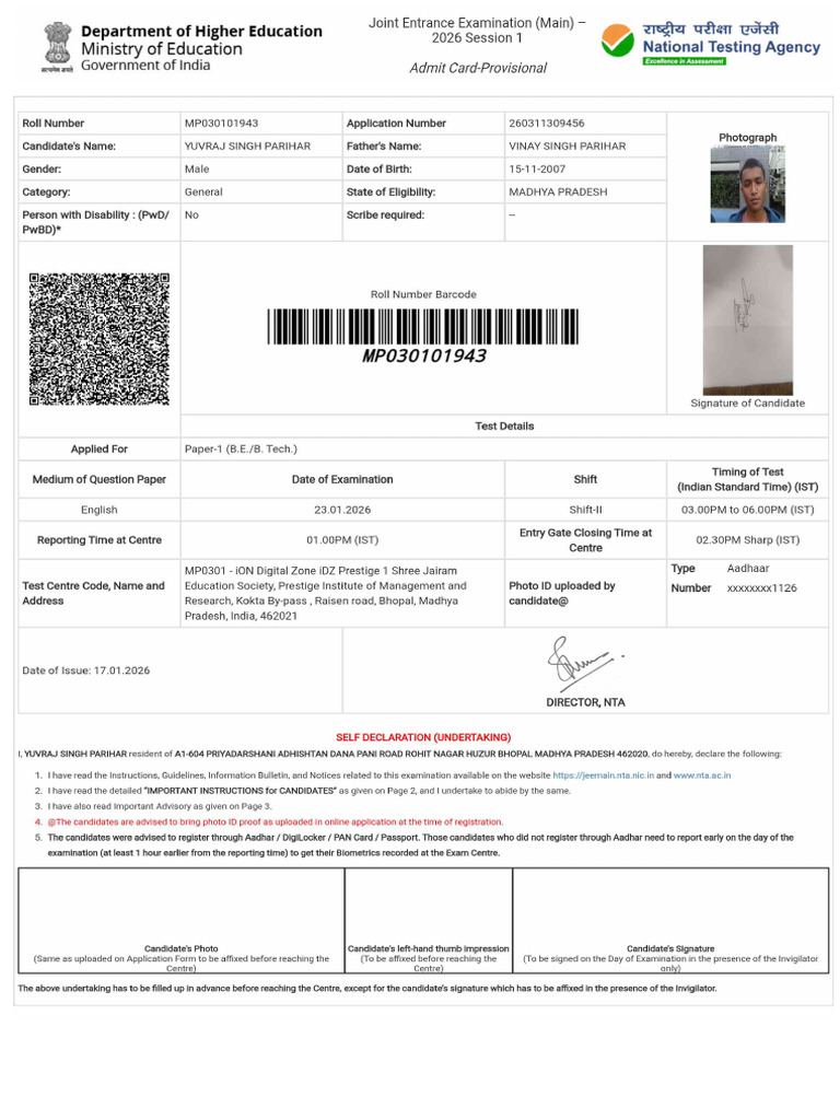 AdmitCard-260311309456 | PDF